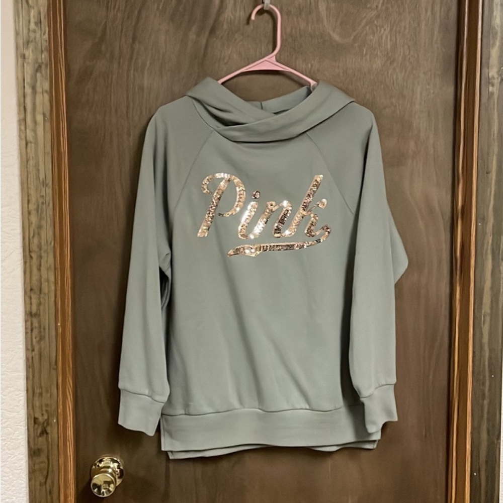 NWOT Victorias Secret Pink Bling Pullover Hoodie Sweatshirt Extra Small‎